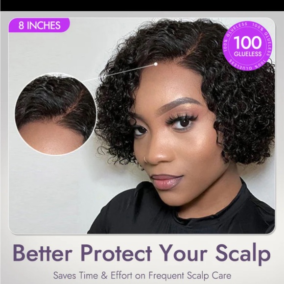 Luv Me Natural Curly Pre Cut Lace Wig - Black - Picture 3 of 5
